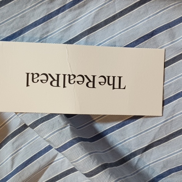 Tibi Blue Stripe Off The Shoulder Fitted Tunic Style Button Down Top A21 - Picture 5 of 8